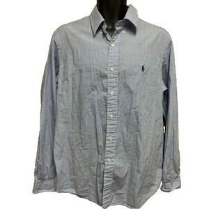 RALPH LAUREN Mens Shirt Size Large Button Down Blue Plaid Casual Old Money Dress